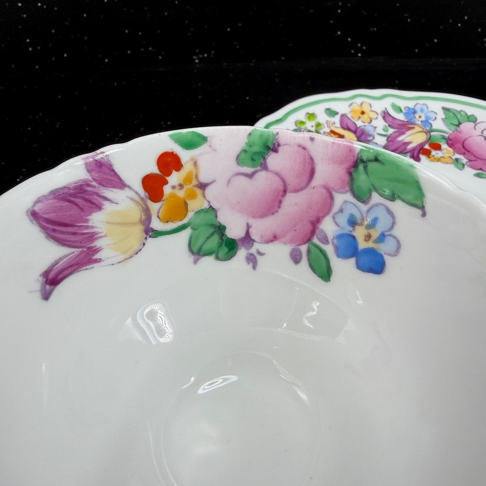 Crown Staffordshire Floral Tea Cup Saucer Set England 15227 Fine Bone China - Picture 9 of 13